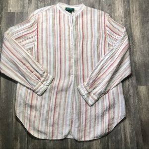 Lauren Ralph Lauren Striped Button-Down Shirt - Red, Blue, Green